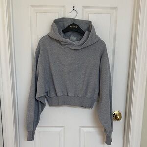 TNA COZY AF Gray Cropped Hoodie (S)
